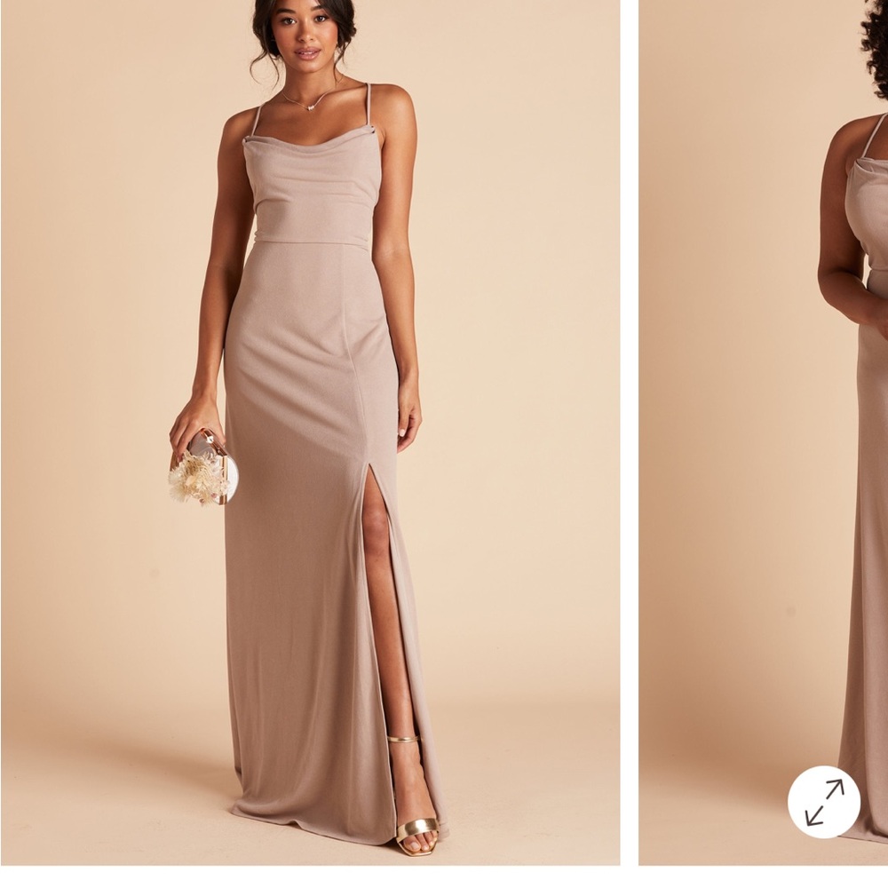 Birdy Grey Ash Taupe Dress with Side Slit